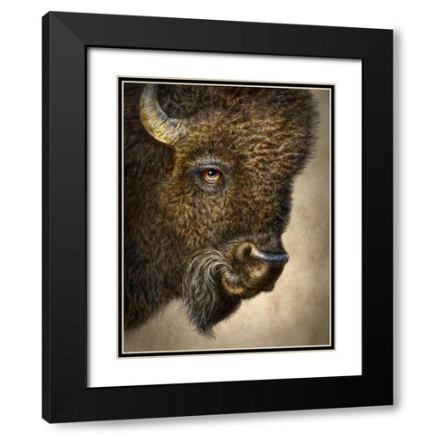 Bison Totem Black Modern Wood Framed Art Print with Double Matting by LaMontagne, Patrick