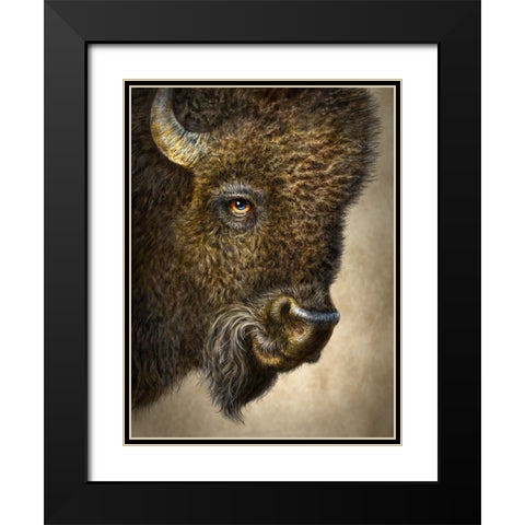 Bison Totem Black Modern Wood Framed Art Print with Double Matting by LaMontagne, Patrick