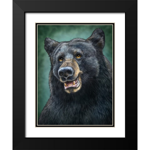 Black Bear Totem Black Modern Wood Framed Art Print with Double Matting by LaMontagne, Patrick