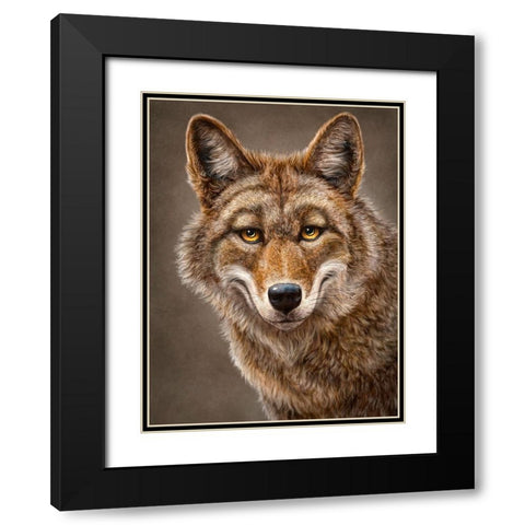 Coyote Totem Black Modern Wood Framed Art Print with Double Matting by LaMontagne, Patrick