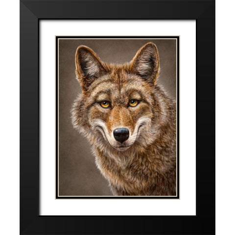 Coyote Totem Black Modern Wood Framed Art Print with Double Matting by LaMontagne, Patrick