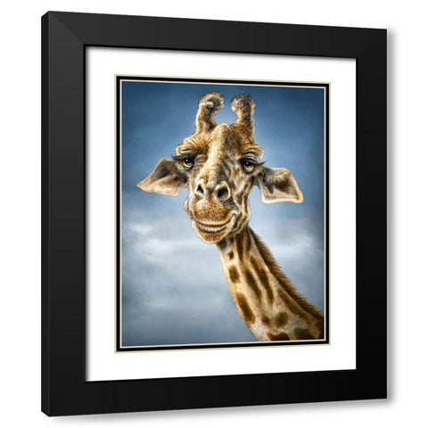 Giraffe Totem Black Modern Wood Framed Art Print with Double Matting by LaMontagne, Patrick