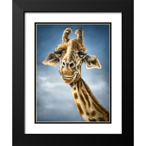 Giraffe Totem Black Modern Wood Framed Art Print with Double Matting by LaMontagne, Patrick
