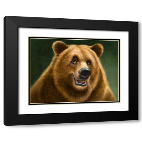 Grizzly Totem Black Modern Wood Framed Art Print with Double Matting by LaMontagne, Patrick