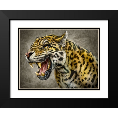 Jaguar Totem Black Modern Wood Framed Art Print with Double Matting by LaMontagne, Patrick