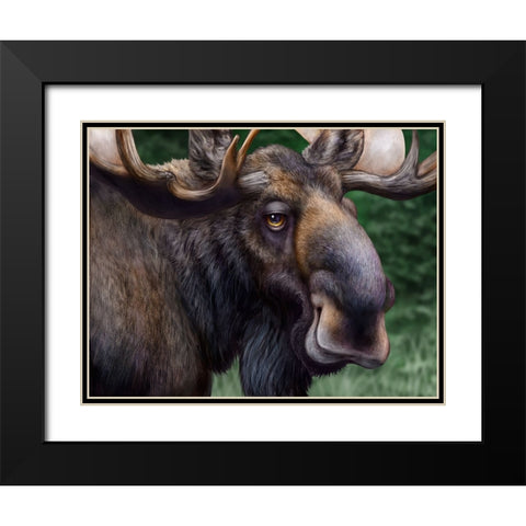 Moose Totem Black Modern Wood Framed Art Print with Double Matting by LaMontagne, Patrick