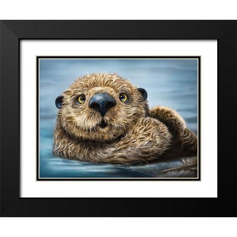 Otter Totem Black Modern Wood Framed Art Print with Double Matting by LaMontagne, Patrick