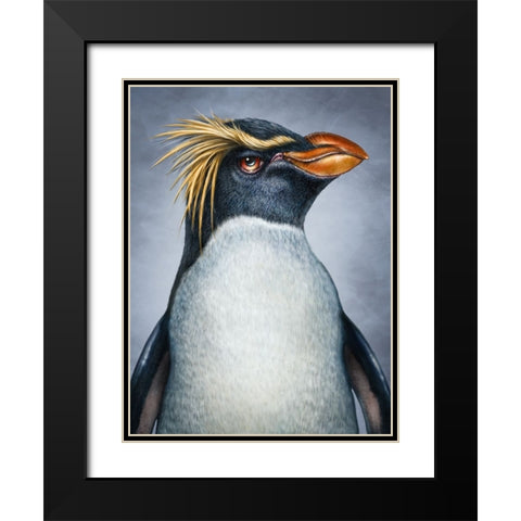 Penguin Totem Black Modern Wood Framed Art Print with Double Matting by LaMontagne, Patrick
