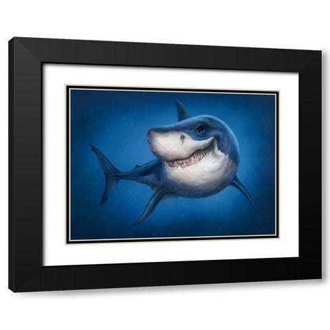 Shark Totem Black Modern Wood Framed Art Print with Double Matting by LaMontagne, Patrick