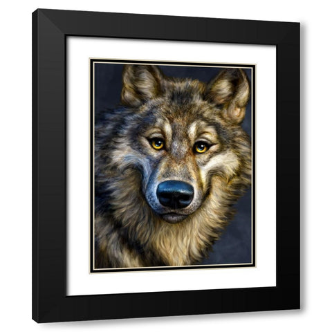 Wolf Totem Black Modern Wood Framed Art Print with Double Matting by LaMontagne, Patrick