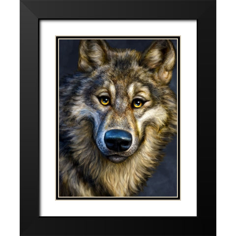 Wolf Totem Black Modern Wood Framed Art Print with Double Matting by LaMontagne, Patrick