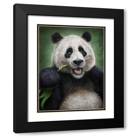 Panda Totem Black Modern Wood Framed Art Print with Double Matting by LaMontagne, Patrick
