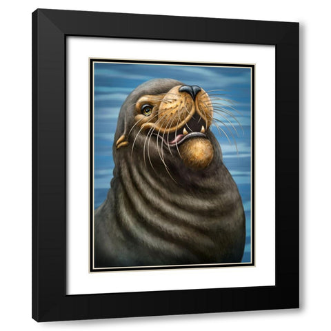 SeaLion Black Modern Wood Framed Art Print with Double Matting by LaMontagne, Patrick