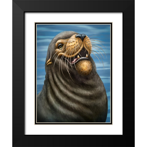 SeaLion Black Modern Wood Framed Art Print with Double Matting by LaMontagne, Patrick