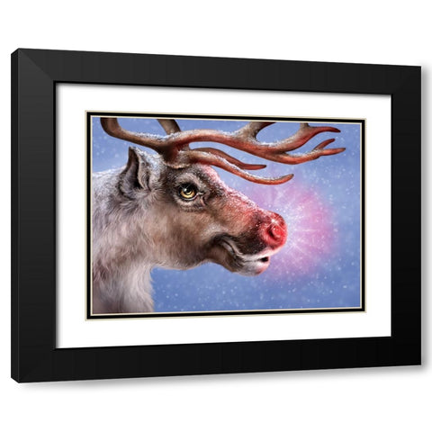 Rudolph Black Modern Wood Framed Art Print with Double Matting by LaMontagne, Patrick