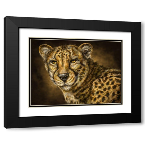 Cheetah Black Modern Wood Framed Art Print with Double Matting by LaMontagne, Patrick