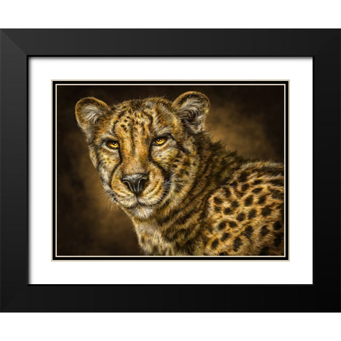 Cheetah Black Modern Wood Framed Art Print with Double Matting by LaMontagne, Patrick