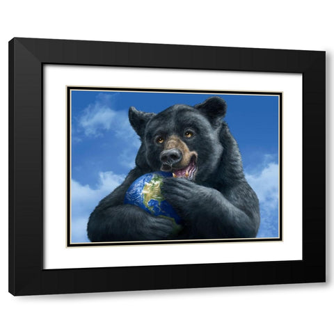 Bear Hug Black Modern Wood Framed Art Print with Double Matting by LaMontagne, Patrick