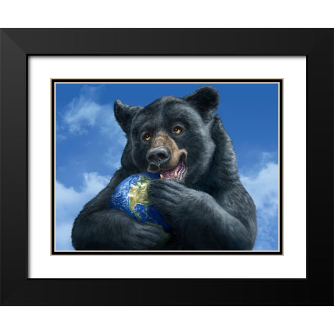 Bear Hug Black Modern Wood Framed Art Print with Double Matting by LaMontagne, Patrick