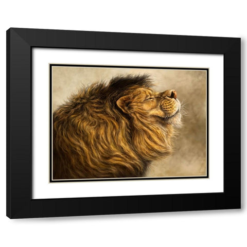 Smiling Lion Black Modern Wood Framed Art Print with Double Matting by LaMontagne, Patrick