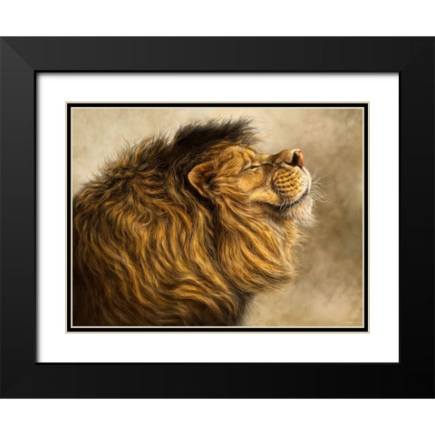 Smiling Lion Black Modern Wood Framed Art Print with Double Matting by LaMontagne, Patrick