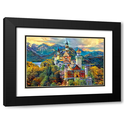 Baviera Fussen Germany Neuschwanstein castle Black Modern Wood Framed Art Print with Double Matting by Gavidia, Pedro