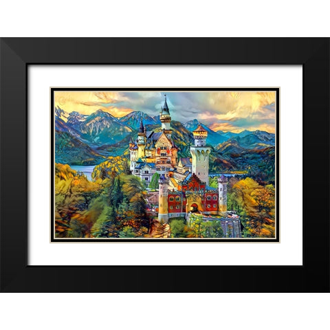 Baviera Fussen Germany Neuschwanstein castle Black Modern Wood Framed Art Print with Double Matting by Gavidia, Pedro