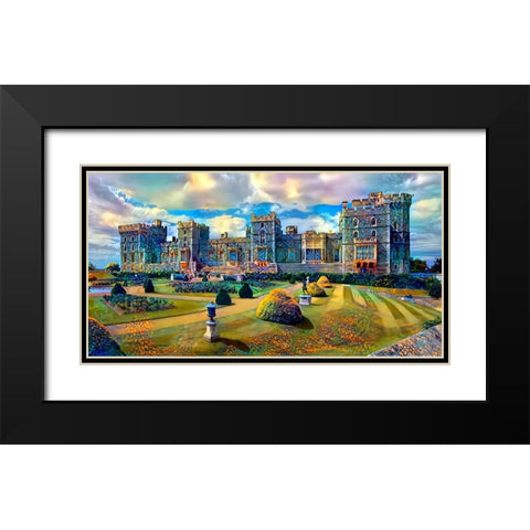 Berkshire England Windsor Castle Black Modern Wood Framed Art Print with Double Matting by Gavidia, Pedro