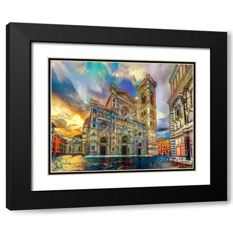 Florence Italy Cathedral of Saint Mary of the Flower Ver3 Black Modern Wood Framed Art Print with Double Matting by Gavidia, Pedro
