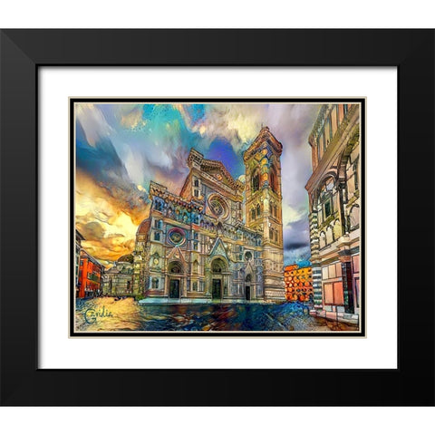 Florence Italy Cathedral of Saint Mary of the Flower Ver3 Black Modern Wood Framed Art Print with Double Matting by Gavidia, Pedro