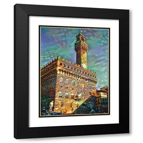 Florence Italy Palazzo Vecchio Black Modern Wood Framed Art Print with Double Matting by Gavidia, Pedro