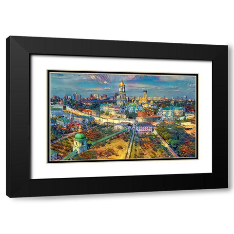Kyiv Ukraine City Black Modern Wood Framed Art Print with Double Matting by Gavidia, Pedro