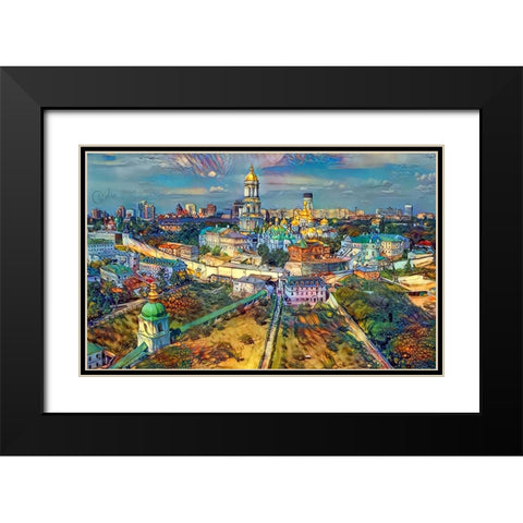 Kyiv Ukraine City Black Modern Wood Framed Art Print with Double Matting by Gavidia, Pedro