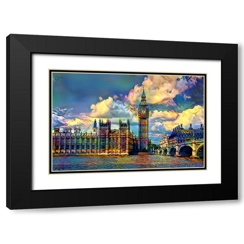 London England Big Ben and Parliament Black Modern Wood Framed Art Print with Double Matting by Gavidia, Pedro