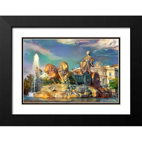 Madrid Spain Cibeles Fountain Black Modern Wood Framed Art Print with Double Matting by Gavidia, Pedro