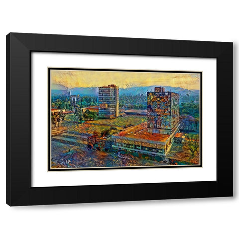 Mexico City Ciudad Universitaria University City Black Modern Wood Framed Art Print with Double Matting by Gavidia, Pedro