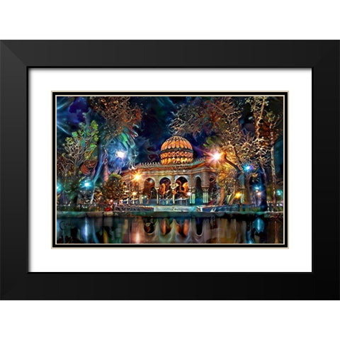 Mexico City Kiosk in the Alameda de Santa MariÌa la Ribera Ver2 Black Modern Wood Framed Art Print with Double Matting by Gavidia, Pedro