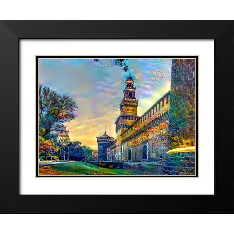 Milan Italy Castello Sforzesco Black Modern Wood Framed Art Print with Double Matting by Gavidia, Pedro