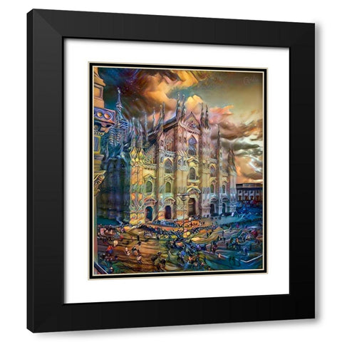 Milan Italy Domm Cathedral Black Modern Wood Framed Art Print with Double Matting by Gavidia, Pedro