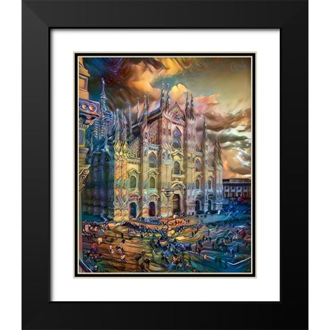 Milan Italy Domm Cathedral Black Modern Wood Framed Art Print with Double Matting by Gavidia, Pedro