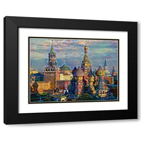 Moscow Russia domes and peaks Black Modern Wood Framed Art Print with Double Matting by Gavidia, Pedro