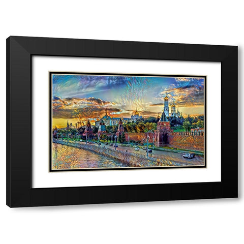 Moscow Russia Kremlin Wall Black Modern Wood Framed Art Print with Double Matting by Gavidia, Pedro