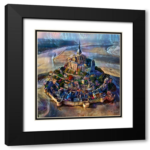 Normandy France Le Mont Saint Michel Black Modern Wood Framed Art Print with Double Matting by Gavidia, Pedro