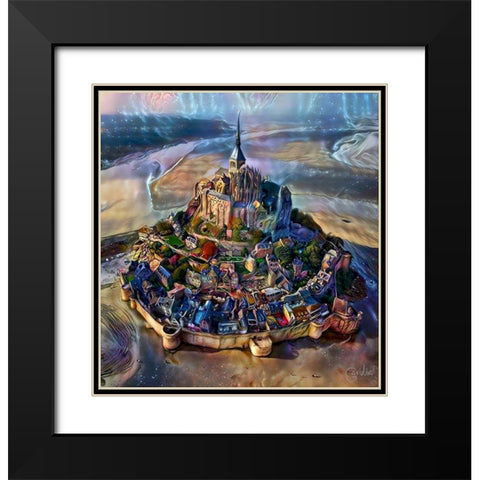 Normandy France Le Mont Saint Michel Black Modern Wood Framed Art Print with Double Matting by Gavidia, Pedro