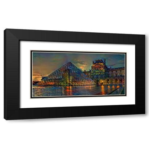 Paris France Louvre Museum at dusk Black Modern Wood Framed Art Print with Double Matting by Gavidia, Pedro