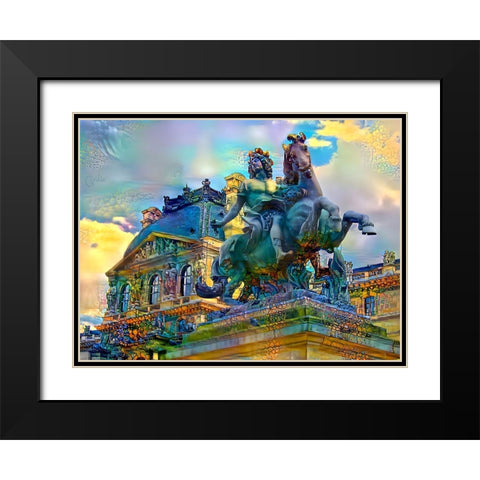 Paris France Louvre Museum Statue of Louis XIV Black Modern Wood Framed Art Print with Double Matting by Gavidia, Pedro