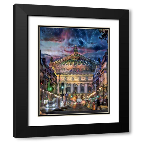 Paris France Opera Garnier at dusk Black Modern Wood Framed Art Print with Double Matting by Gavidia, Pedro