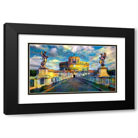 Rome Italy Castel Sant Angelo Mausoleum of Hadrian Black Modern Wood Framed Art Print with Double Matting by Gavidia, Pedro