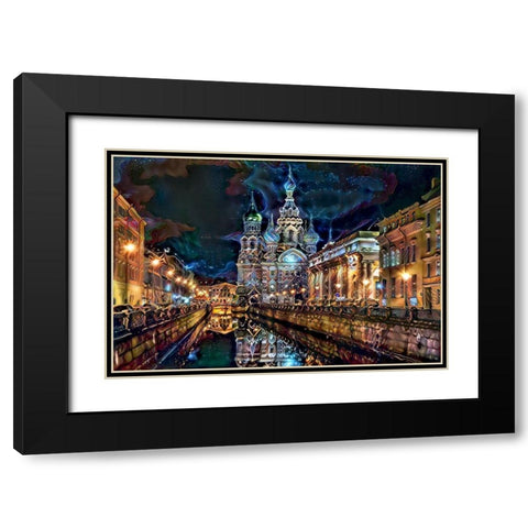 Saint Petersburg Russia Church of the Savior on Spilled Blood at night Black Modern Wood Framed Art Print with Double Matting by Gavidia, Pedro