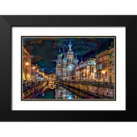 Saint Petersburg Russia Church of the Savior on Spilled Blood at night Black Modern Wood Framed Art Print with Double Matting by Gavidia, Pedro